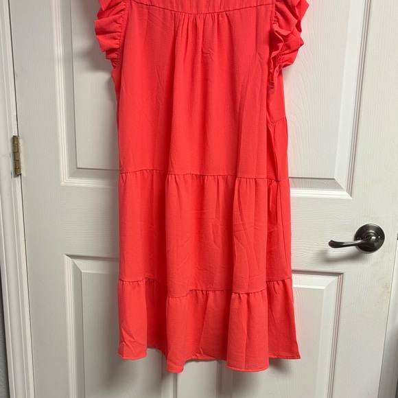 Umgee Bright Red/Orange Textured Dress - Picture 7 of 7